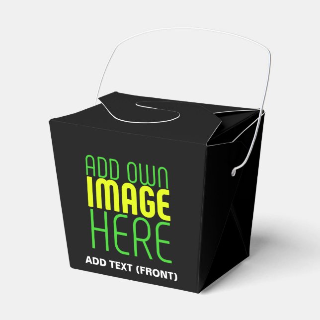 MODERN EDITABLE SIMPLE BLACK IMAGE TEXT TEMPLATE FAVOUR BOX (Front Side)