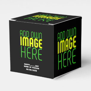 MODERN EDITABLE SIMPLE BLACK IMAGE TEXT TEMPLATE FAVOUR BOX