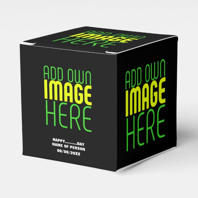 MODERN EDITABLE SIMPLE BLACK IMAGE TEXT TEMPLATE FAVOUR BOX (Front Side)