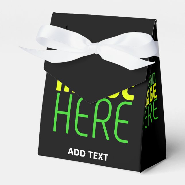 MODERN EDITABLE SIMPLE BLACK IMAGE TEXT TEMPLATE FAVOUR BOX (Front Side)