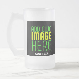 MODERN EDITABLE SIMPLE BLACK IMAGE TEXT TEMPLATE FROSTED GLASS BEER MUG