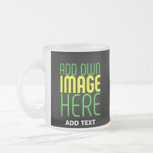 MODERN EDITABLE SIMPLE BLACK IMAGE TEXT TEMPLATE FROSTED GLASS COFFEE MUG