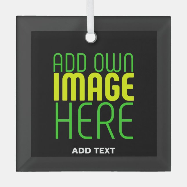 MODERN EDITABLE SIMPLE BLACK IMAGE TEXT TEMPLATE GLASS TREE DECORATION (Front)