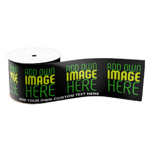 MODERN EDITABLE SIMPLE BLACK IMAGE TEXT TEMPLATE GROSGRAIN RIBBON