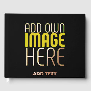 MODERN EDITABLE SIMPLE BLACK IMAGE TEXT TEMPLATE GUEST BOOK