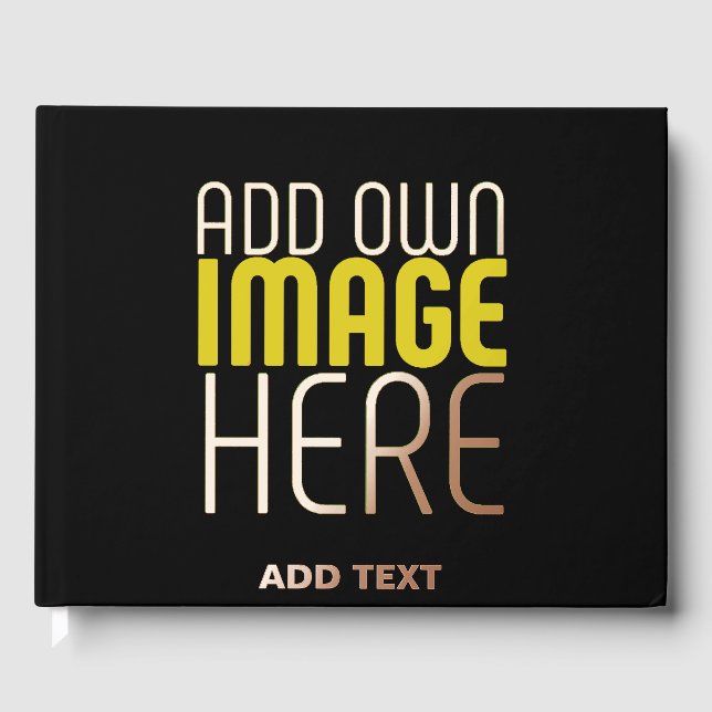 MODERN EDITABLE SIMPLE BLACK IMAGE TEXT TEMPLATE GUEST BOOK (Front)