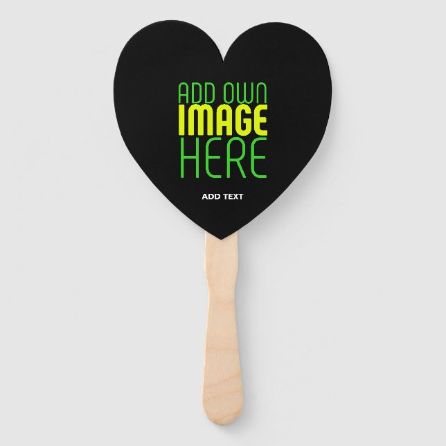 MODERN EDITABLE SIMPLE BLACK IMAGE TEXT TEMPLATE HAND FAN (Front)