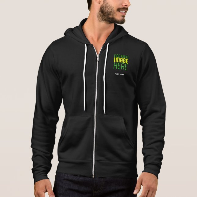 MODERN EDITABLE SIMPLE BLACK IMAGE TEXT TEMPLATE HOODIE (Front)