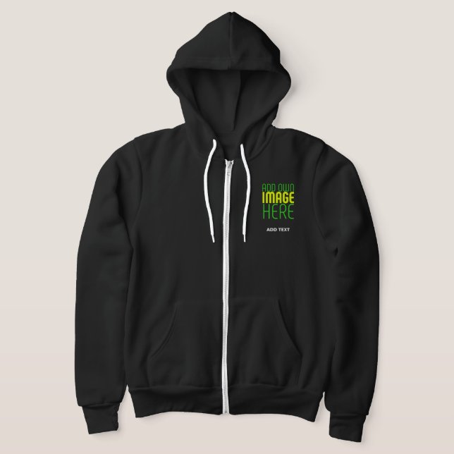 MODERN EDITABLE SIMPLE BLACK IMAGE TEXT TEMPLATE HOODIE (Laydown)