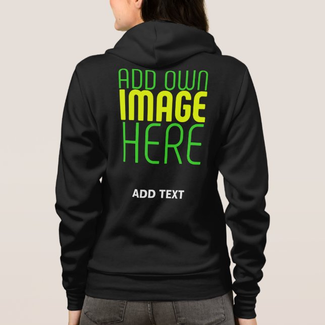 MODERN EDITABLE SIMPLE BLACK IMAGE TEXT TEMPLATE HOODIE (Back)