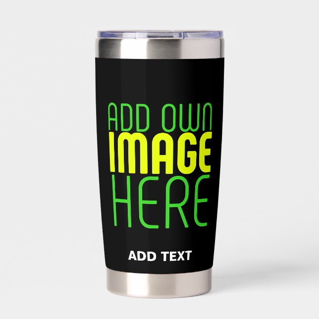 MODERN EDITABLE SIMPLE BLACK IMAGE TEXT TEMPLATE INSULATED TUMBLER (Front)