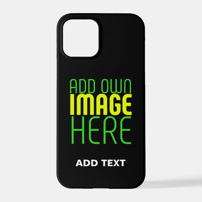 MODERN EDITABLE SIMPLE BLACK IMAGE TEXT TEMPLATE iPhone CASE (Back)