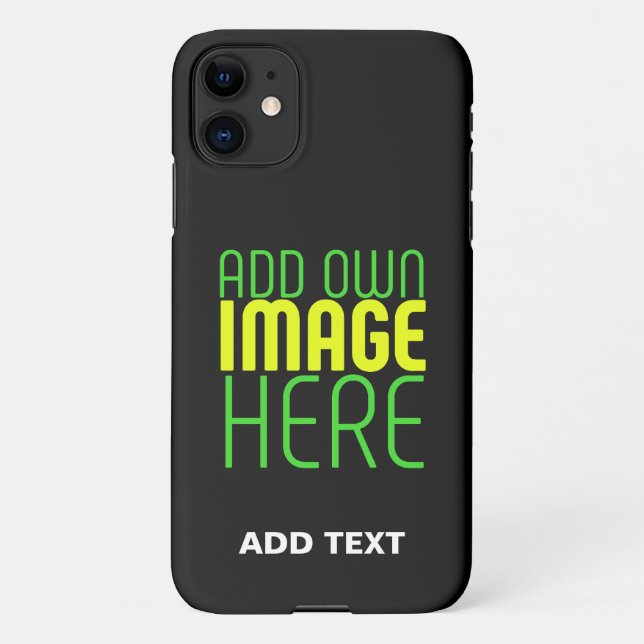 MODERN EDITABLE SIMPLE BLACK IMAGE TEXT TEMPLATE iPhone CASE (Back)