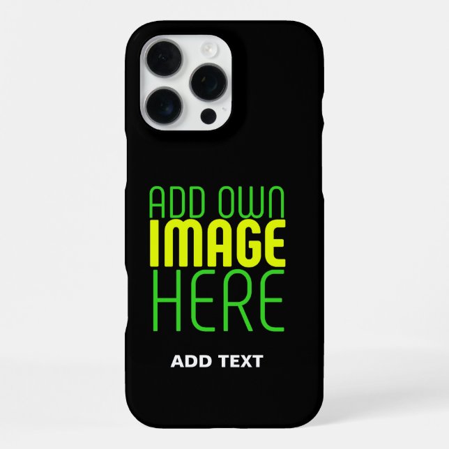 MODERN EDITABLE SIMPLE BLACK IMAGE TEXT TEMPLATE iPhone CASE (Back)