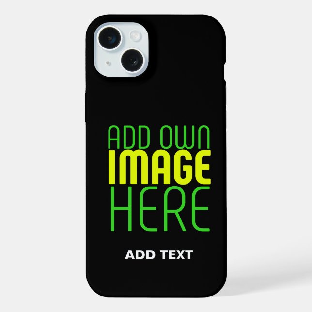 MODERN EDITABLE SIMPLE BLACK IMAGE TEXT TEMPLATE iPhone CASE (Back)