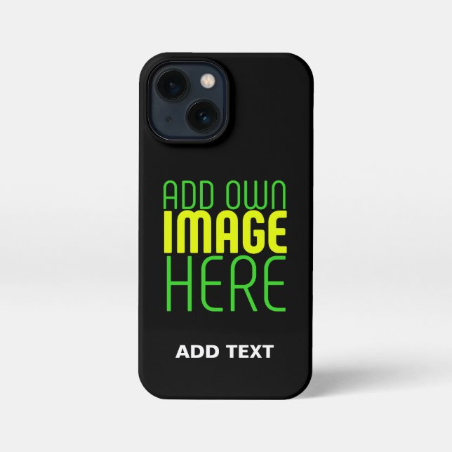 MODERN EDITABLE SIMPLE BLACK IMAGE TEXT TEMPLATE iPhone CASE (Back)