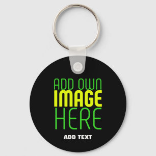 MODERN EDITABLE SIMPLE BLACK IMAGE TEXT TEMPLATE KEY RING