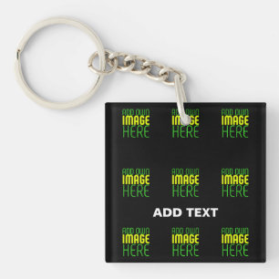 MODERN EDITABLE SIMPLE BLACK IMAGE TEXT TEMPLATE KEY RING