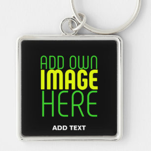 MODERN EDITABLE SIMPLE BLACK IMAGE TEXT TEMPLATE KEY RING