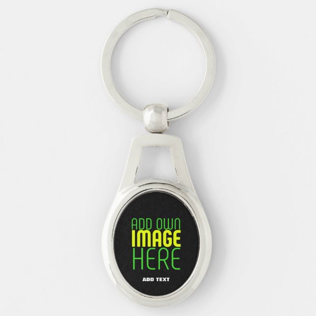 MODERN EDITABLE SIMPLE BLACK IMAGE TEXT TEMPLATE KEY RING (Front)