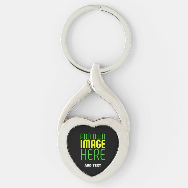 MODERN EDITABLE SIMPLE BLACK IMAGE TEXT TEMPLATE KEY RING (Front)