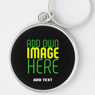 MODERN EDITABLE SIMPLE BLACK IMAGE TEXT TEMPLATE KEY RING