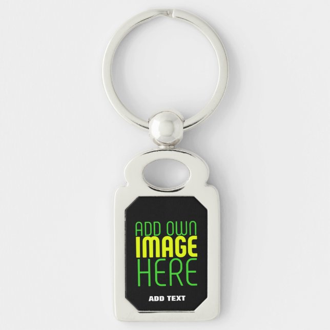 MODERN EDITABLE SIMPLE BLACK IMAGE TEXT TEMPLATE KEY RING (Front)