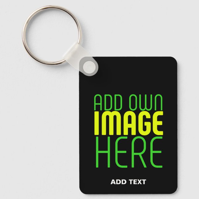 MODERN EDITABLE SIMPLE BLACK IMAGE TEXT TEMPLATE KEY RING (Front)