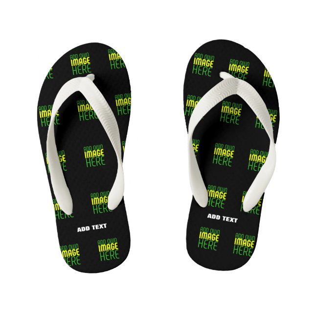 MODERN EDITABLE SIMPLE BLACK IMAGE TEXT TEMPLATE KID'S JANDALS (Footbed)
