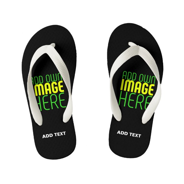MODERN EDITABLE SIMPLE BLACK IMAGE TEXT TEMPLATE KID'S JANDALS (Footbed)