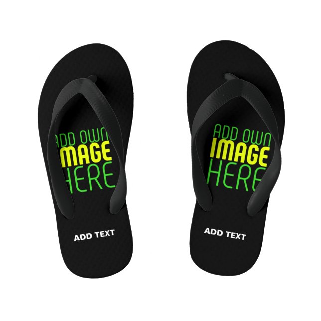 MODERN EDITABLE SIMPLE BLACK IMAGE TEXT TEMPLATE KID'S JANDALS (Footbed)