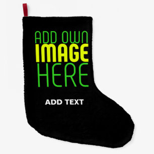 MODERN EDITABLE SIMPLE BLACK IMAGE TEXT TEMPLATE LARGE CHRISTMAS STOCKING