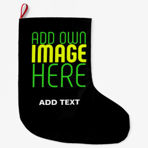 MODERN EDITABLE SIMPLE BLACK IMAGE TEXT TEMPLATE LARGE CHRISTMAS STOCKING