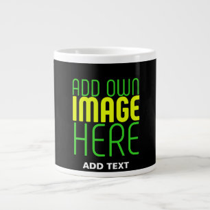 MODERN EDITABLE SIMPLE BLACK IMAGE TEXT TEMPLATE LARGE COFFEE MUG
