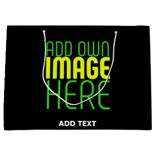 MODERN EDITABLE SIMPLE BLACK IMAGE TEXT TEMPLATE LARGE GIFT BAG