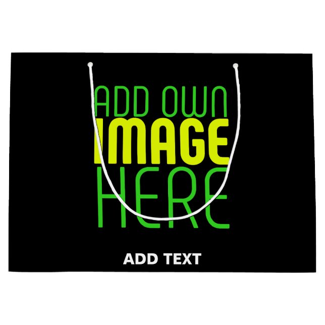 MODERN EDITABLE SIMPLE BLACK IMAGE TEXT TEMPLATE LARGE GIFT BAG (Front)