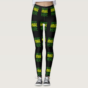 MODERN EDITABLE SIMPLE BLACK IMAGE TEXT TEMPLATE LEGGINGS