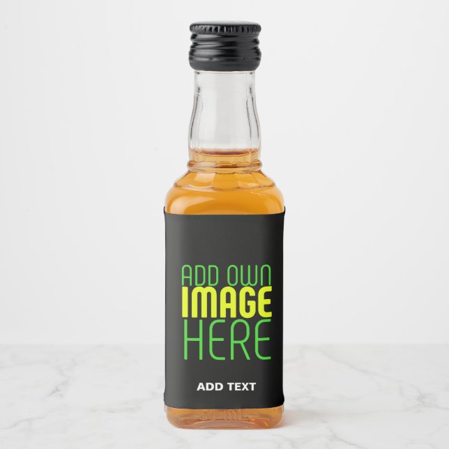 MODERN EDITABLE SIMPLE BLACK IMAGE TEXT TEMPLATE LIQUOR BOTTLE LABEL (Front)