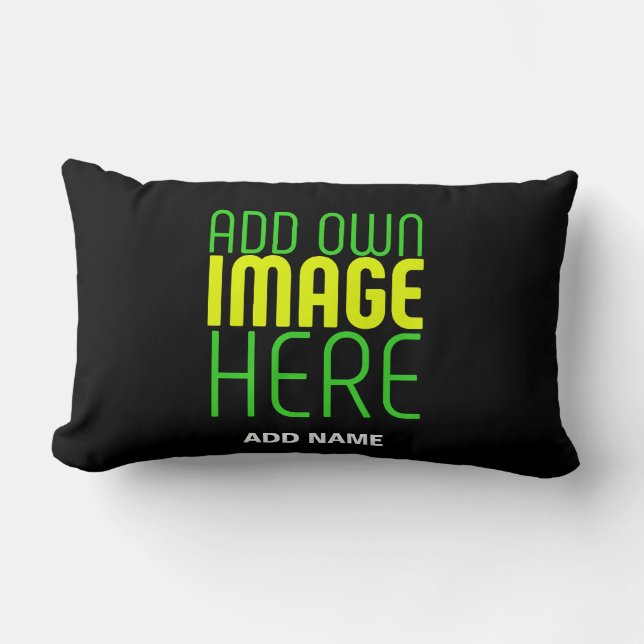 MODERN EDITABLE SIMPLE BLACK IMAGE TEXT TEMPLATE LUMBAR CUSHION (Front)