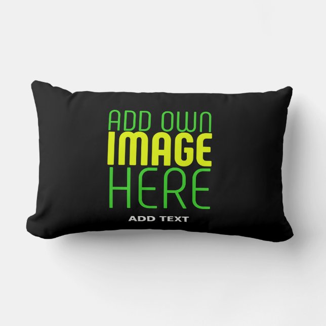 MODERN EDITABLE SIMPLE BLACK IMAGE TEXT TEMPLATE LUMBAR CUSHION (Front)