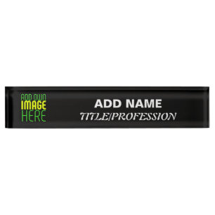 MODERN EDITABLE SIMPLE BLACK IMAGE TEXT TEMPLATE NAMEPLATE