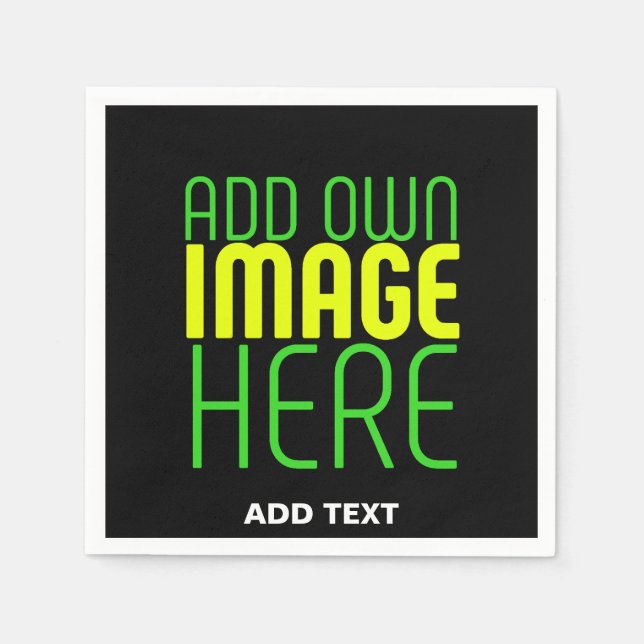 MODERN EDITABLE SIMPLE BLACK IMAGE TEXT TEMPLATE NAPKIN (Front)
