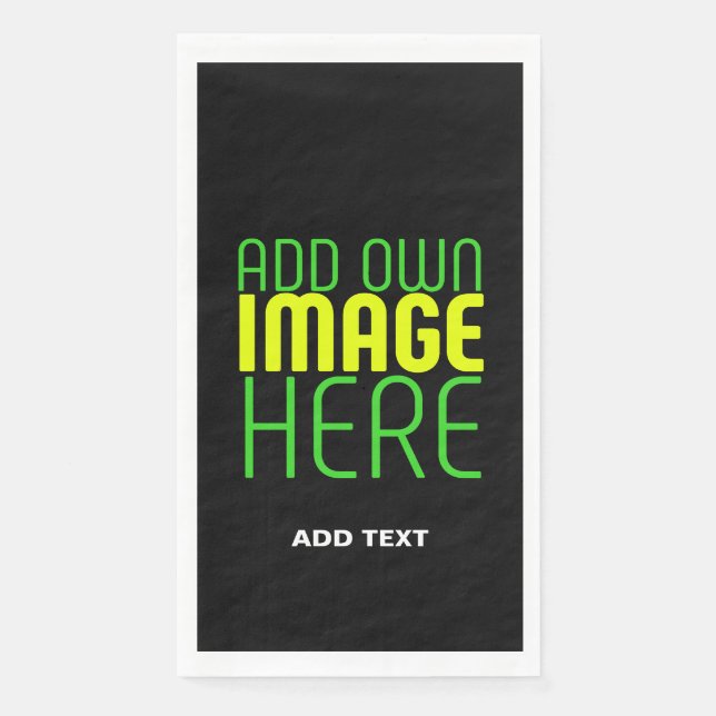 MODERN EDITABLE SIMPLE BLACK IMAGE TEXT TEMPLATE NAPKIN (Front)