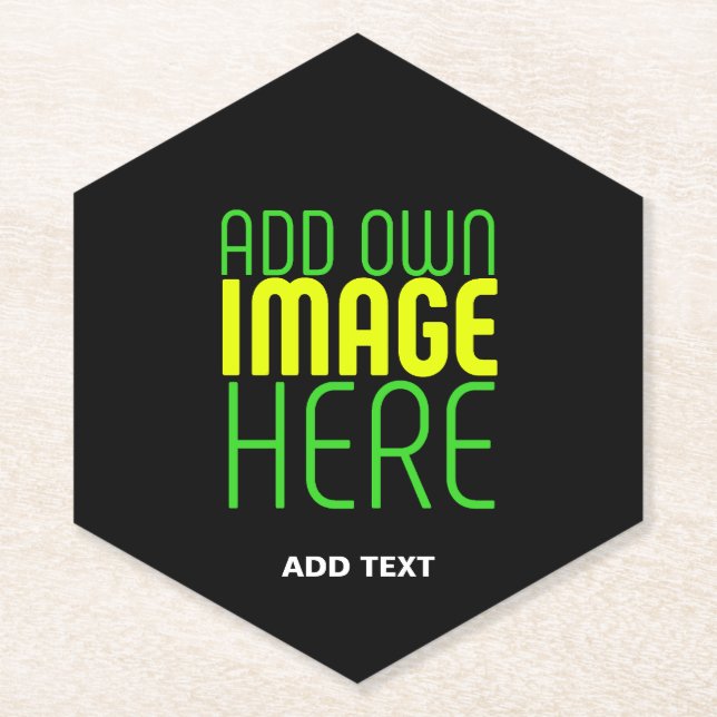 MODERN EDITABLE SIMPLE BLACK IMAGE TEXT TEMPLATE PAPER COASTER (Front)