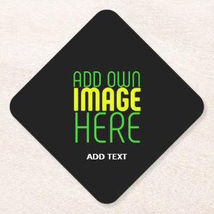 MODERN EDITABLE SIMPLE BLACK IMAGE TEXT TEMPLATE PAPER COASTER