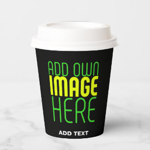 MODERN EDITABLE SIMPLE BLACK IMAGE TEXT TEMPLATE PAPER CUPS