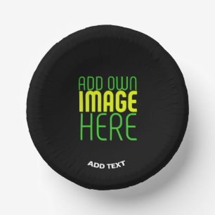 MODERN EDITABLE SIMPLE BLACK IMAGE TEXT TEMPLATE PAPER PLATE