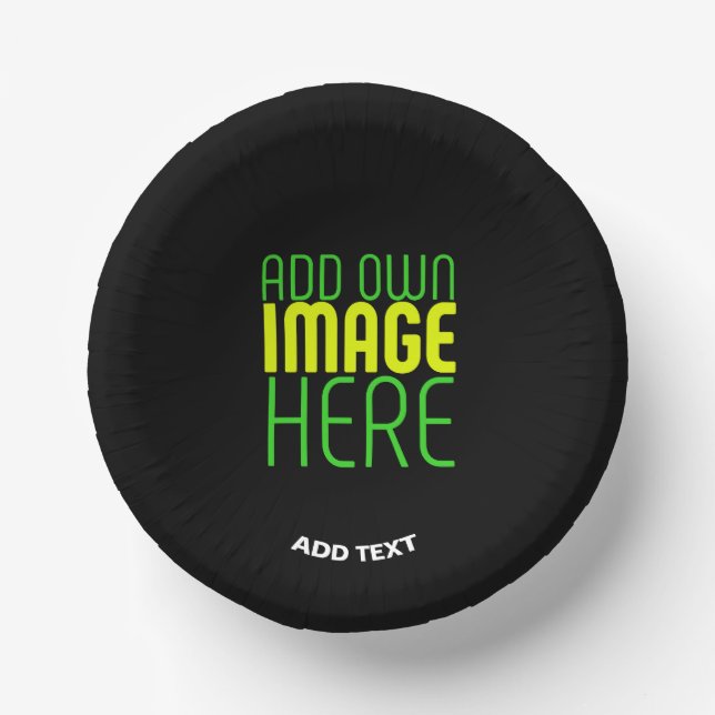 MODERN EDITABLE SIMPLE BLACK IMAGE TEXT TEMPLATE PAPER PLATE (Front)