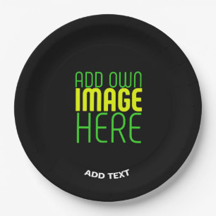 MODERN EDITABLE SIMPLE BLACK IMAGE TEXT TEMPLATE PAPER PLATE