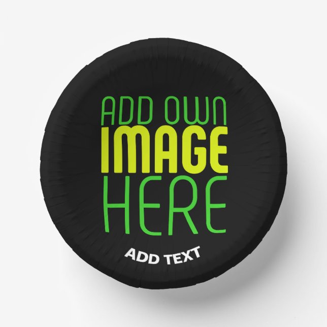 MODERN EDITABLE SIMPLE BLACK IMAGE TEXT TEMPLATE PAPER PLATE (Front)